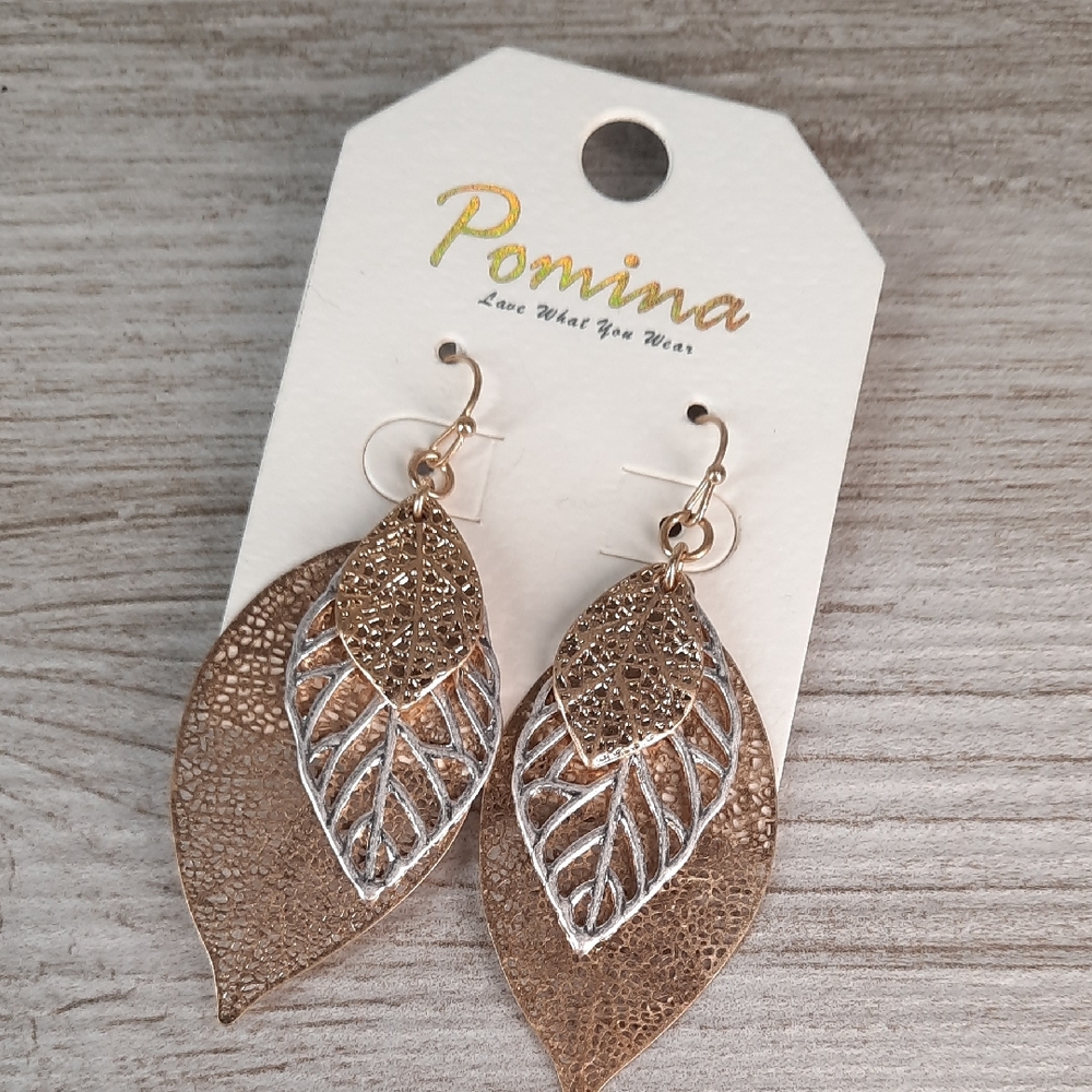 Gold and Silver Leaf Earrings